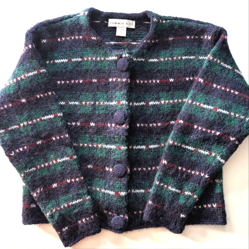 Vintage Summit Hill mohair blend boxy oversized cardigan w big buttons. Small